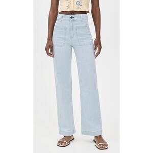 ASKK NY Sailor Pants Light Wash Wide Leg Jeans In Bleachout Blue